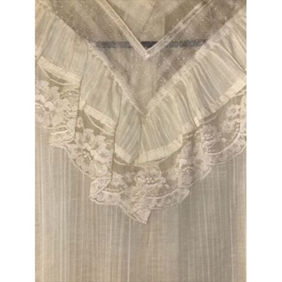 Vtg 1970s Gunne Sax Jessica's Gunnies Victorian High Neck Blouse Ivory Pearls M - Picture 11 of 12